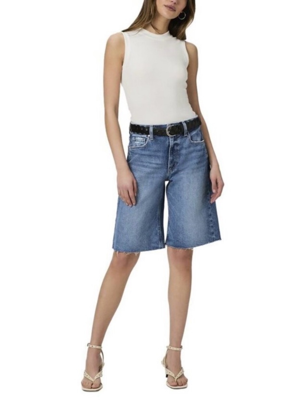 Paige Cadee Familia High-Waist Denim Bermuda Shorts - Blue - Picture 3 of 9